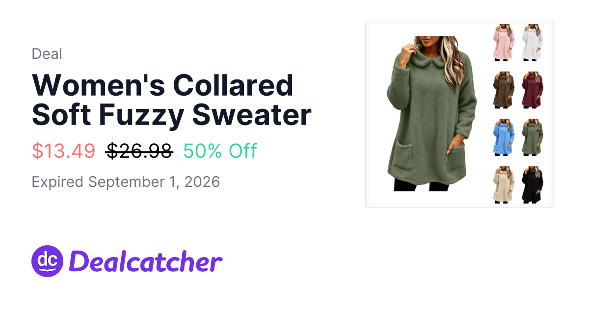 Amazon - Women's Collared Soft Fuzzy Sweater $13.49