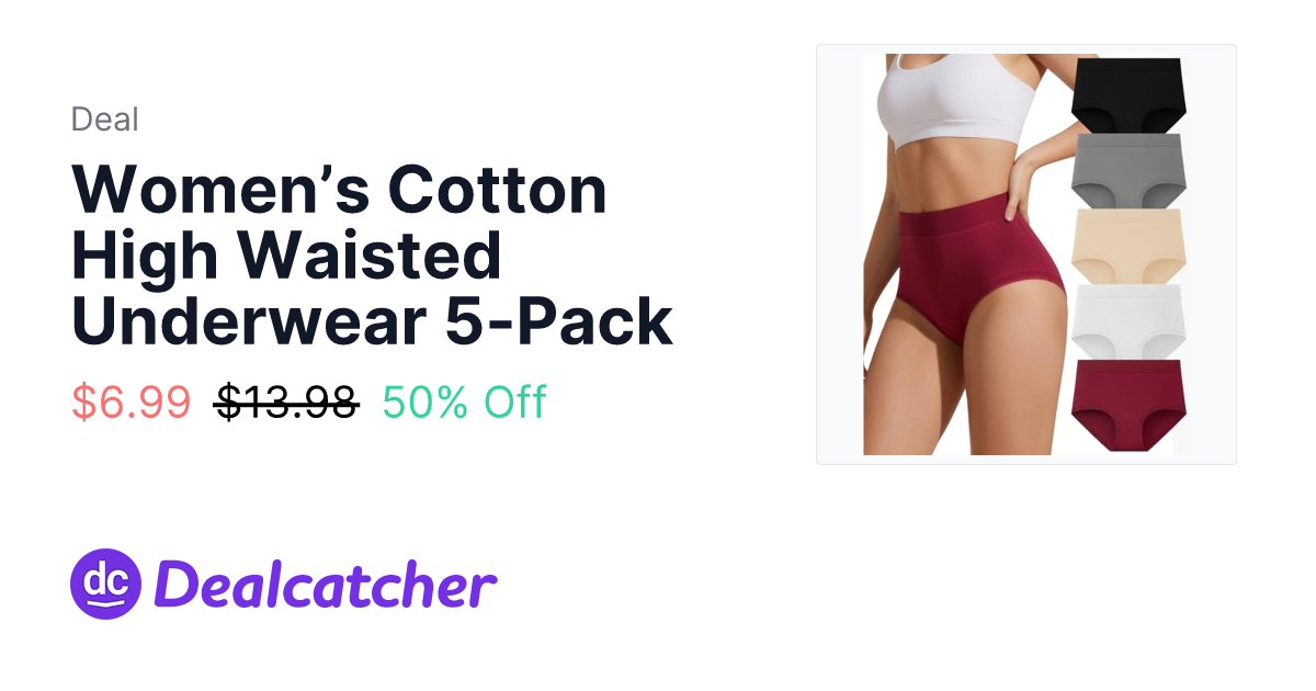 Amazon - Women’s Cotton High Waisted Underwear 5-Pack $6.99