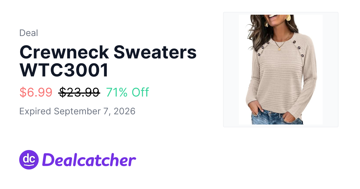 Amazon - Crewneck Sweaters WTC3001 $6.99