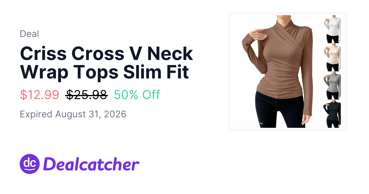 Amazon - Criss Cross V Neck Wrap Tops Slim Fit $12.99
