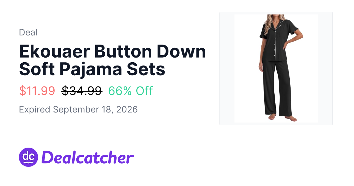 Amazon - Ekouaer Button Down Soft Pajama Sets $11.99
