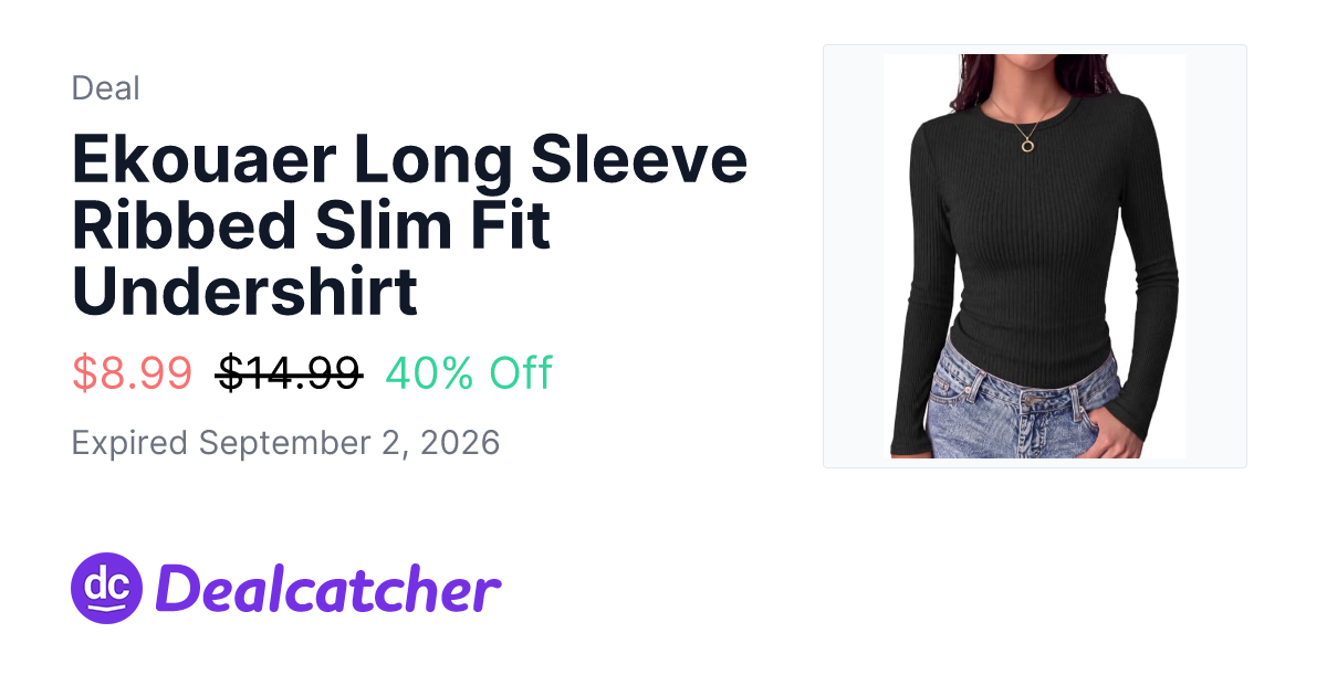 Amazon - Ekouaer Long Sleeve Ribbed Slim Fit Undershirt $8.99