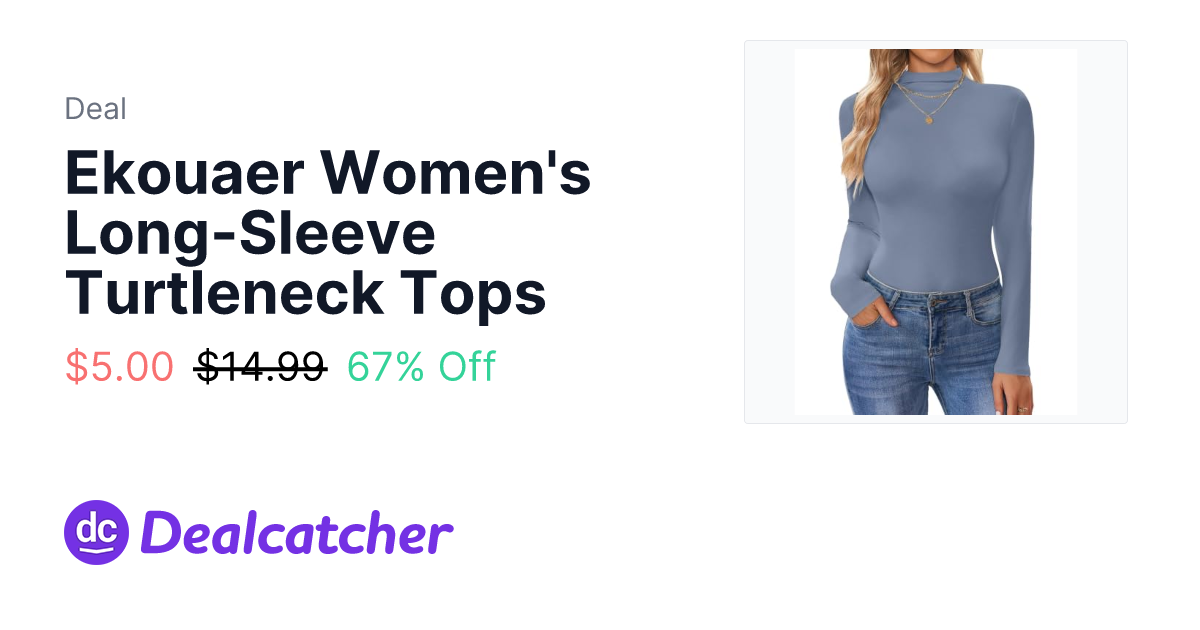 Amazon - Ekouaer Women's Long-Sleeve Turtleneck Tops $5.00
