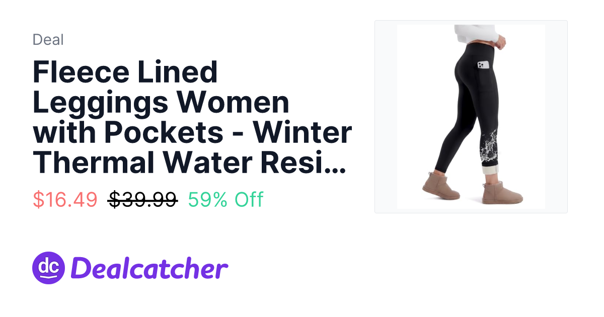 Amazon - Fleece Lined Leggings Women with Pockets - Winter Thermal Water Resistant $16.49