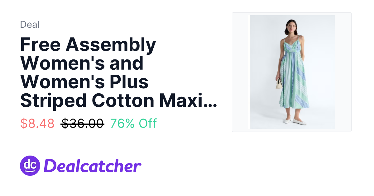 Walmart - Free Assembly Women's and Women's Plus Striped Cotton Maxi Dress XL/XXL $8.48