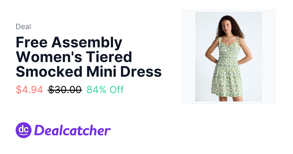 Walmart - Free Assembly Women's Tiered Smocked Mini Dress $4.94