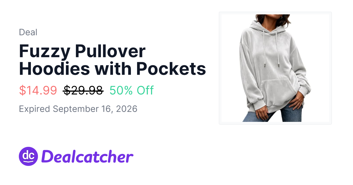 Amazon - Fuzzy Pullover Hoodies with Pockets $14.99