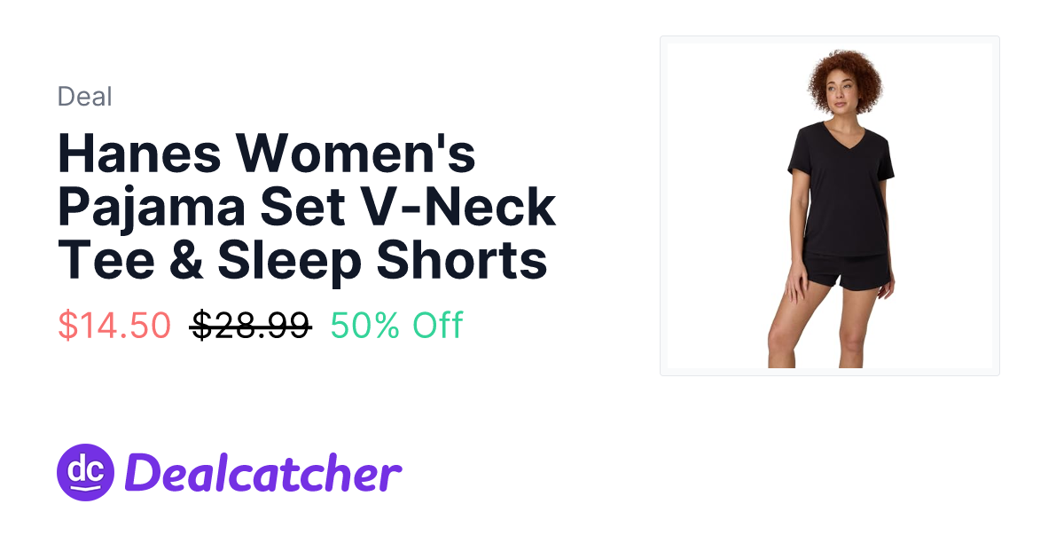 Amazon - Hanes Women's Pajama Set V-Neck Tee & Sleep Shorts $14.50