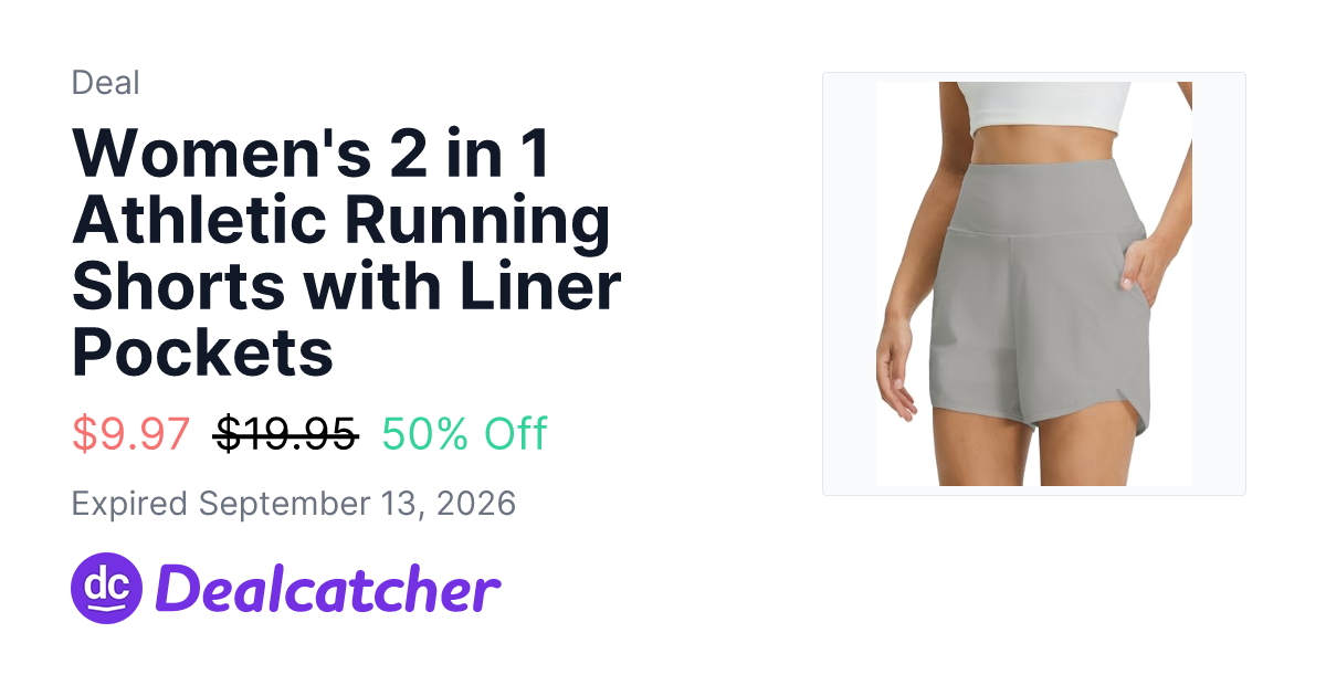 Amazon - Women's 2 in 1 Athletic Running Shorts with Liner Pockets $9.97