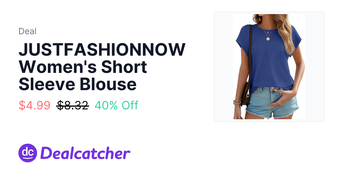 Amazon - JUSTFASHIONNOW Women's Short Sleeve Blouse $4.99