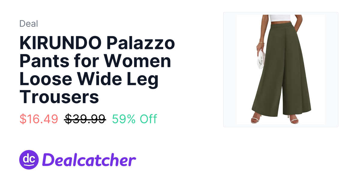 Amazon - KIRUNDO Palazzo Pants for Women Loose Wide Leg Trousers $16.49