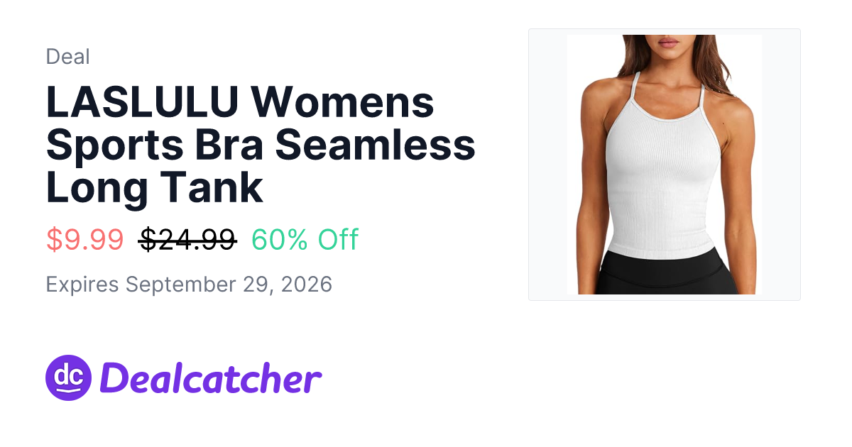 Amazon - LASLULU Womens Sports Bra Seamless Long Tank $9.99