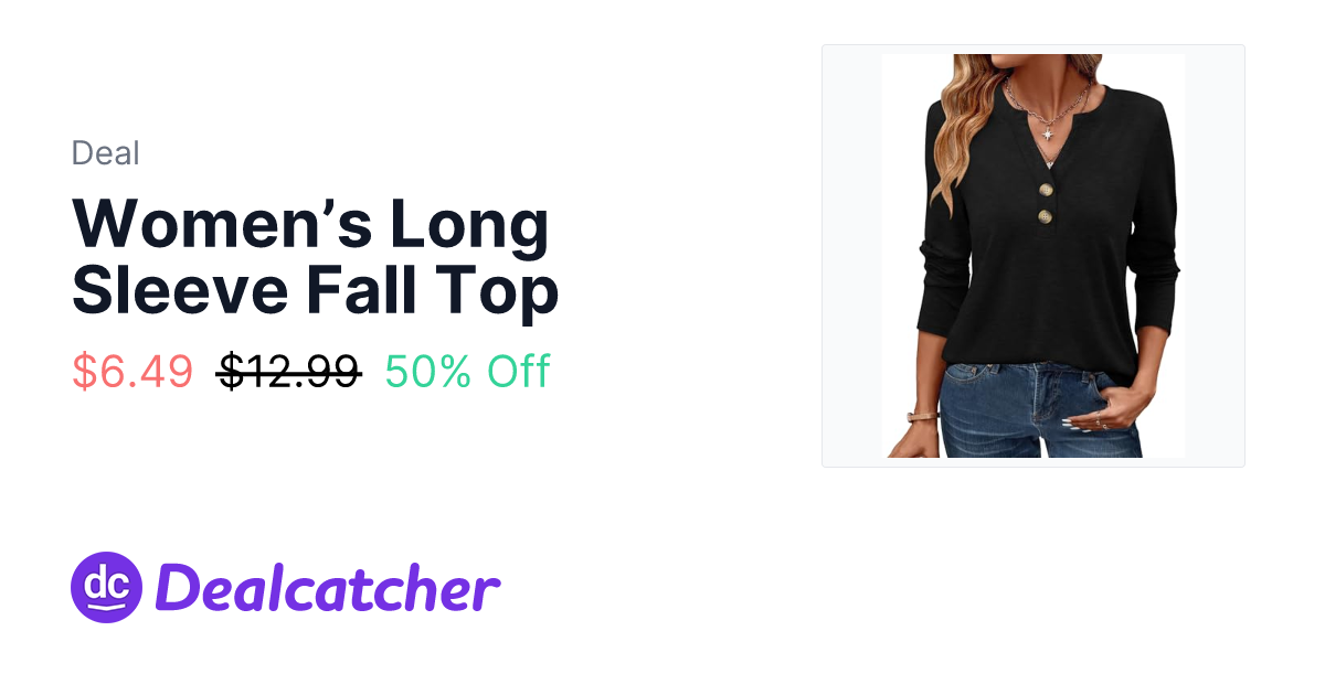Amazon - Women’s Long Sleeve Fall Top $6.49