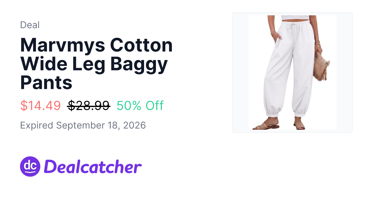 Amazon - Marvmys Cotton Wide Leg Baggy Pants $14.49