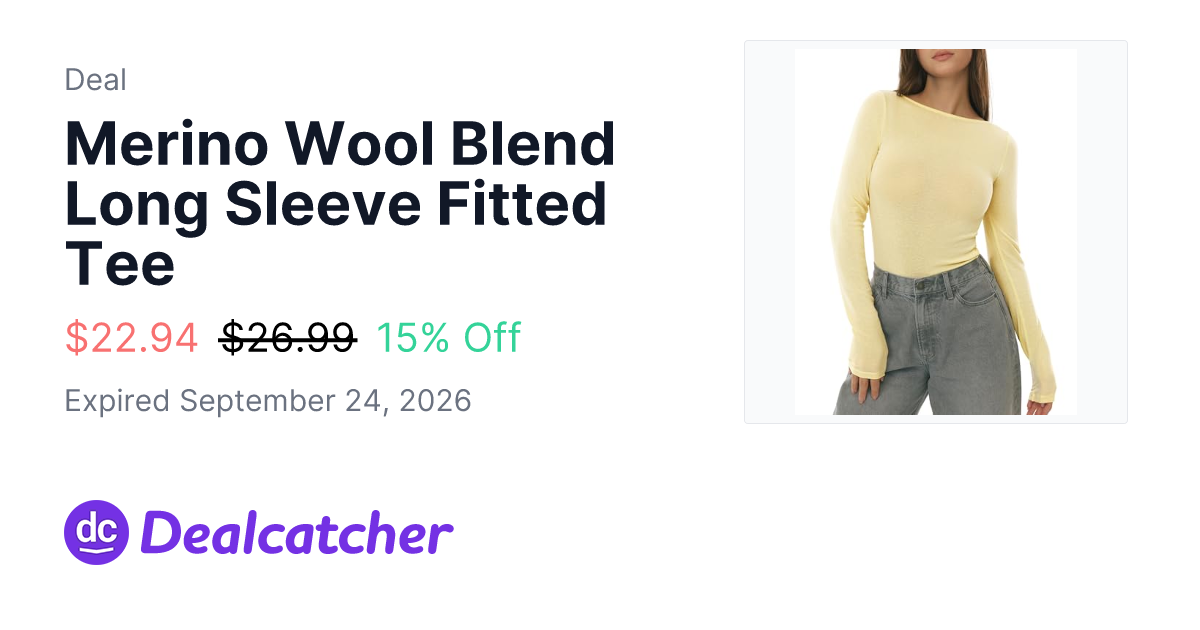 Amazon - Merino Wool Blend Long Sleeve Fitted Tee $22.94