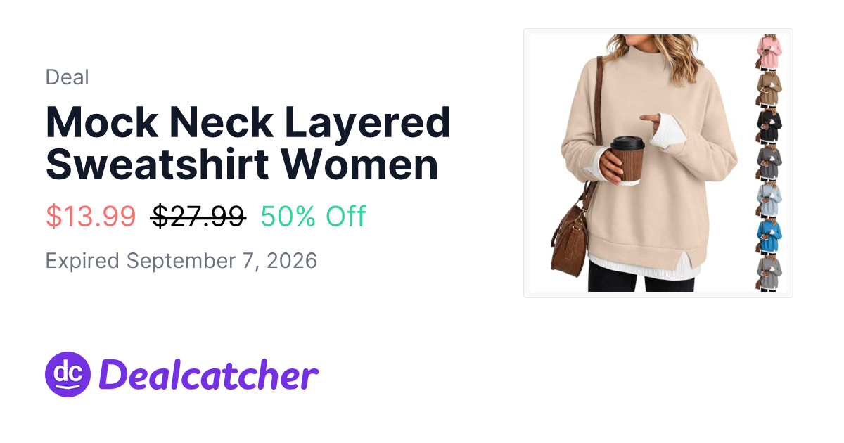 Amazon - Mock Neck Layered Sweatshirt Women $13.99