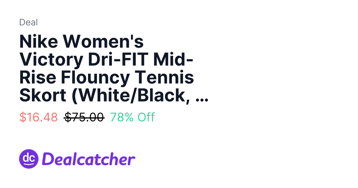 Dicks Sporting Goods - Nike Women's Victory Dri-FIT Mid-Rise Flouncy Tennis Skort (White/Black, XS-XL) $16.48