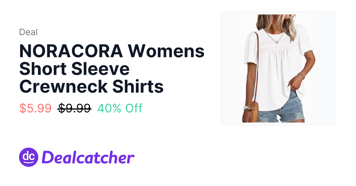 Amazon - NORACORA Womens Short Sleeve Crewneck Shirts $5.99