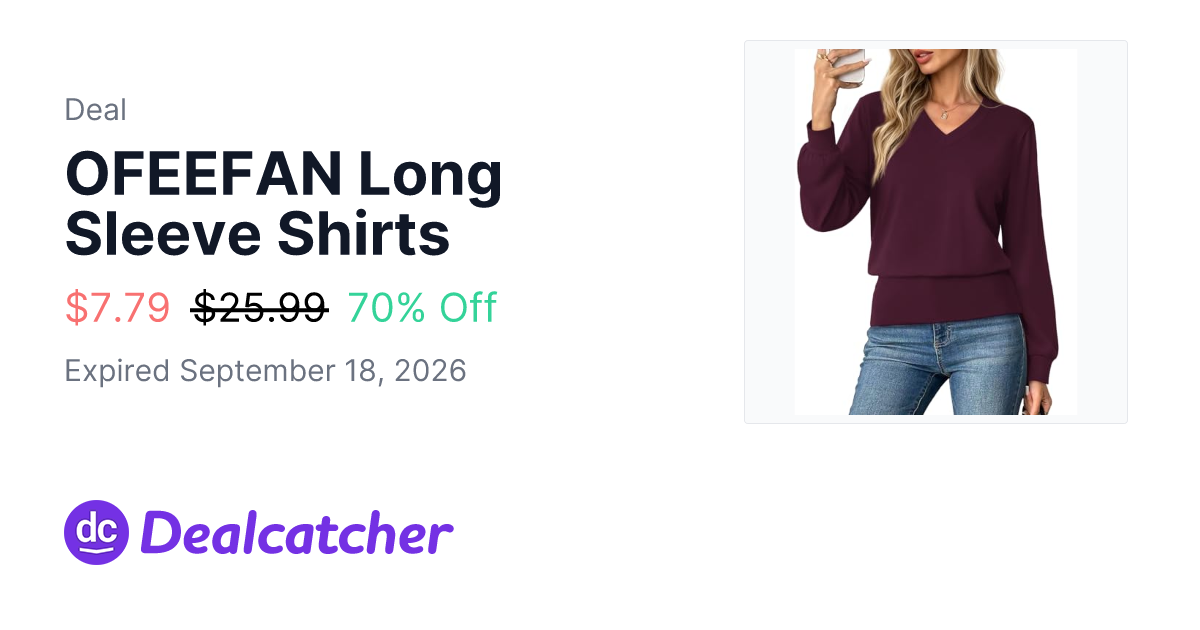 Amazon - OFEEFAN Long Sleeve Shirts $7.79
