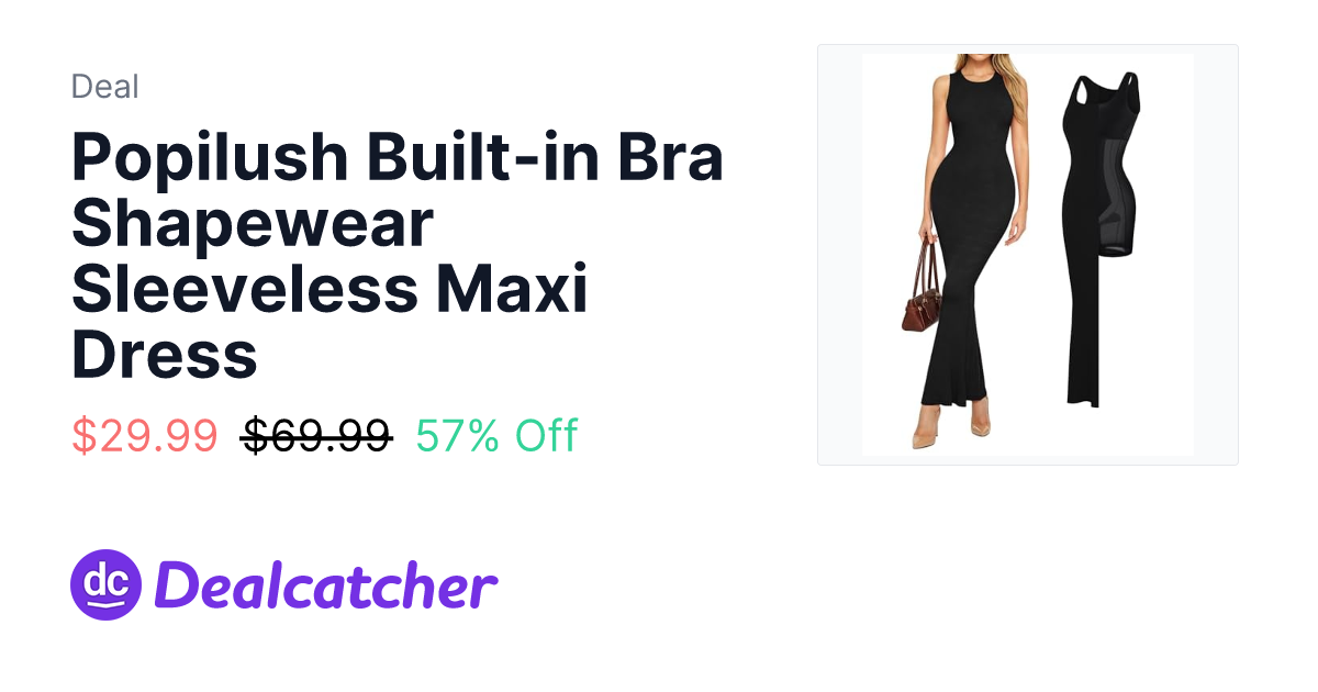 Amazon - Popilush Built-in Bra Shapewear Sleeveless Maxi Dress $29.99