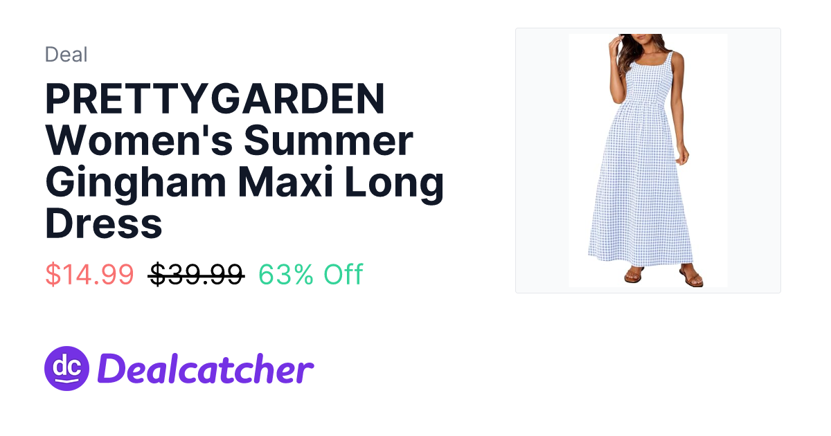 Amazon - PRETTYGARDEN Women's Summer Gingham Maxi Long Dress $14.99