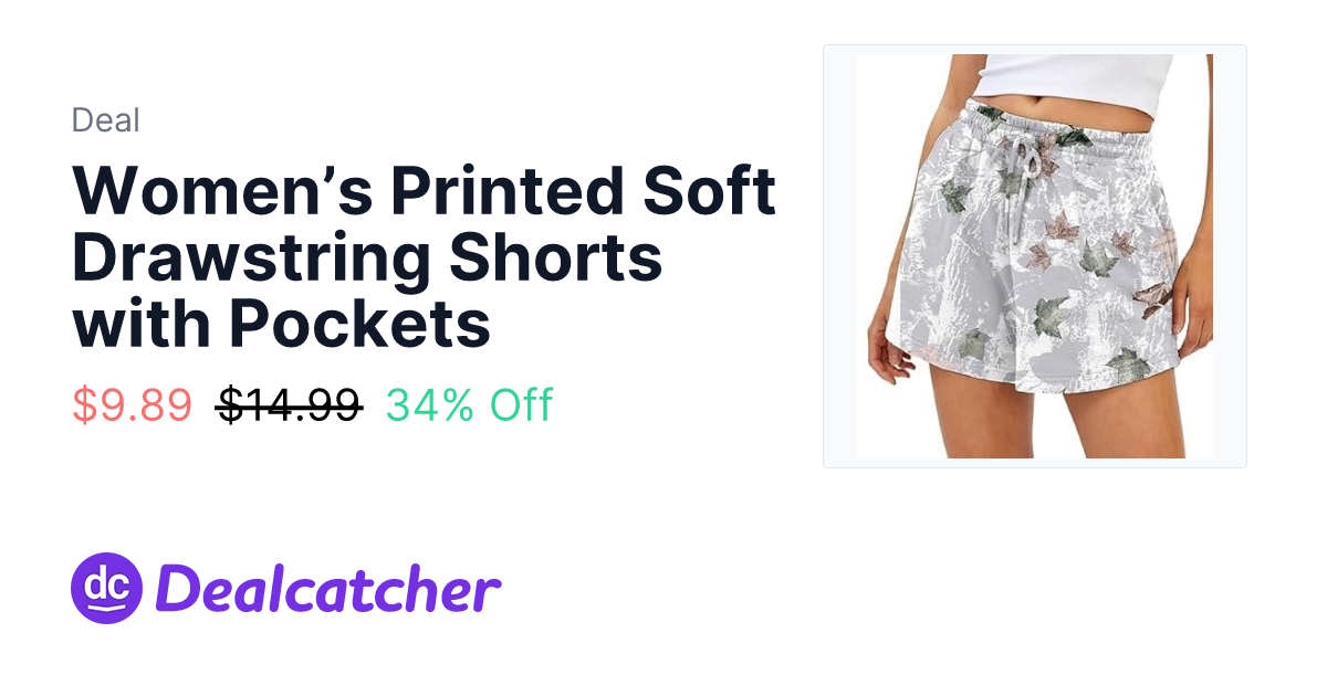 Amazon - Women’s Printed Soft Drawstring Shorts with Pockets $9.89