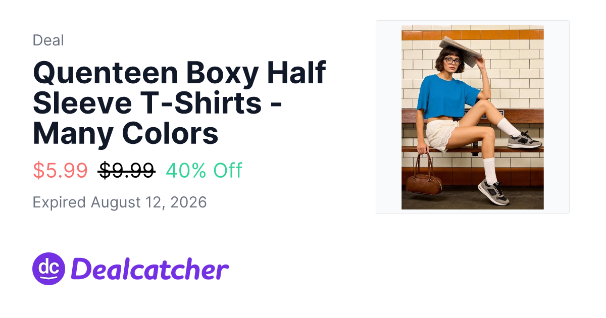 Amazon - Quenteen Boxy Half Sleeve T-Shirts - Many Colors $5.99