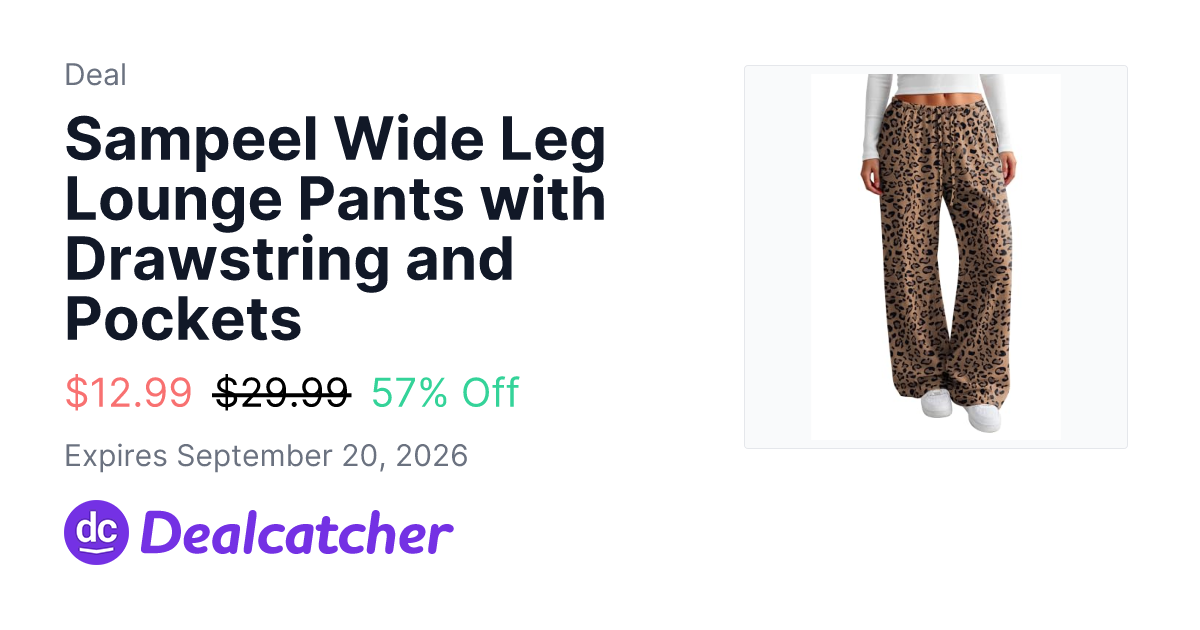 Amazon - Sampeel Wide Leg Lounge Pants with Drawstring and Pockets $12.99