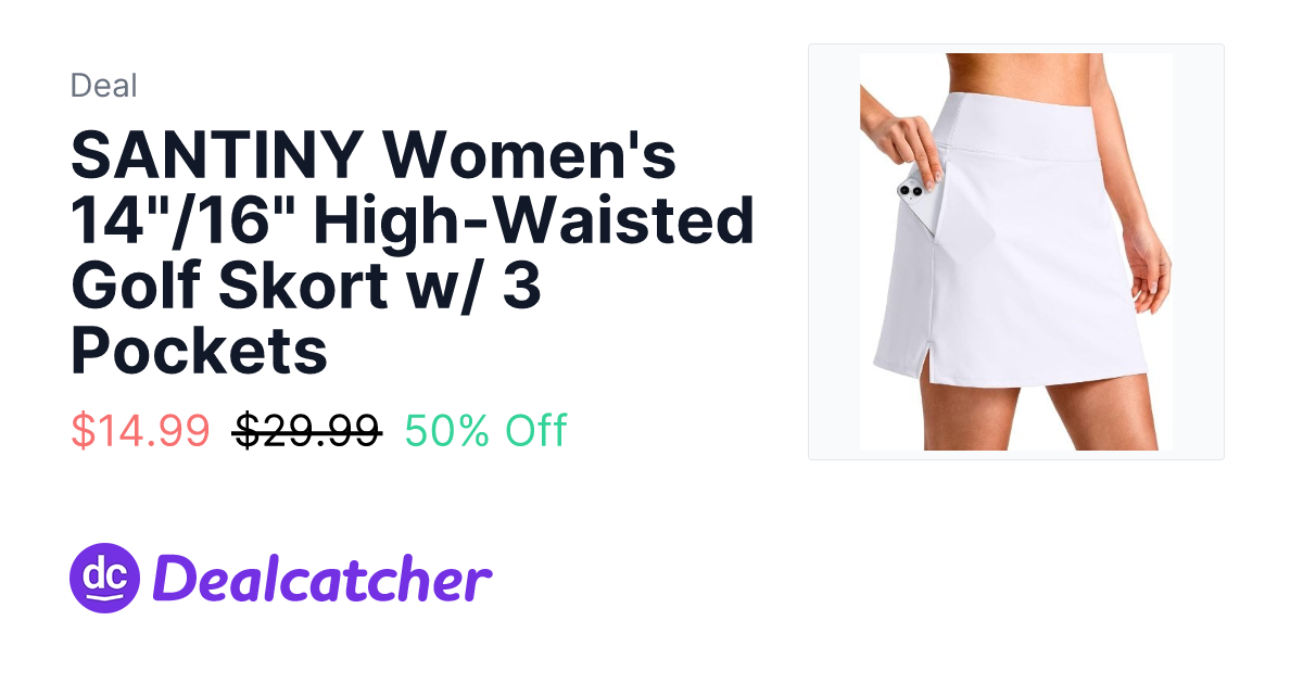 Amazon - SANTINY Women's 14"/16" High-Waisted Golf Skort w/ 3 Pockets $14.99