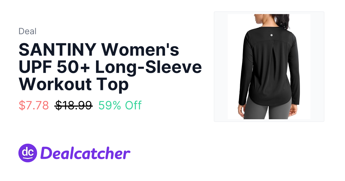Amazon - SANTINY Women's UPF 50+ Long-Sleeve Workout Top $7.78