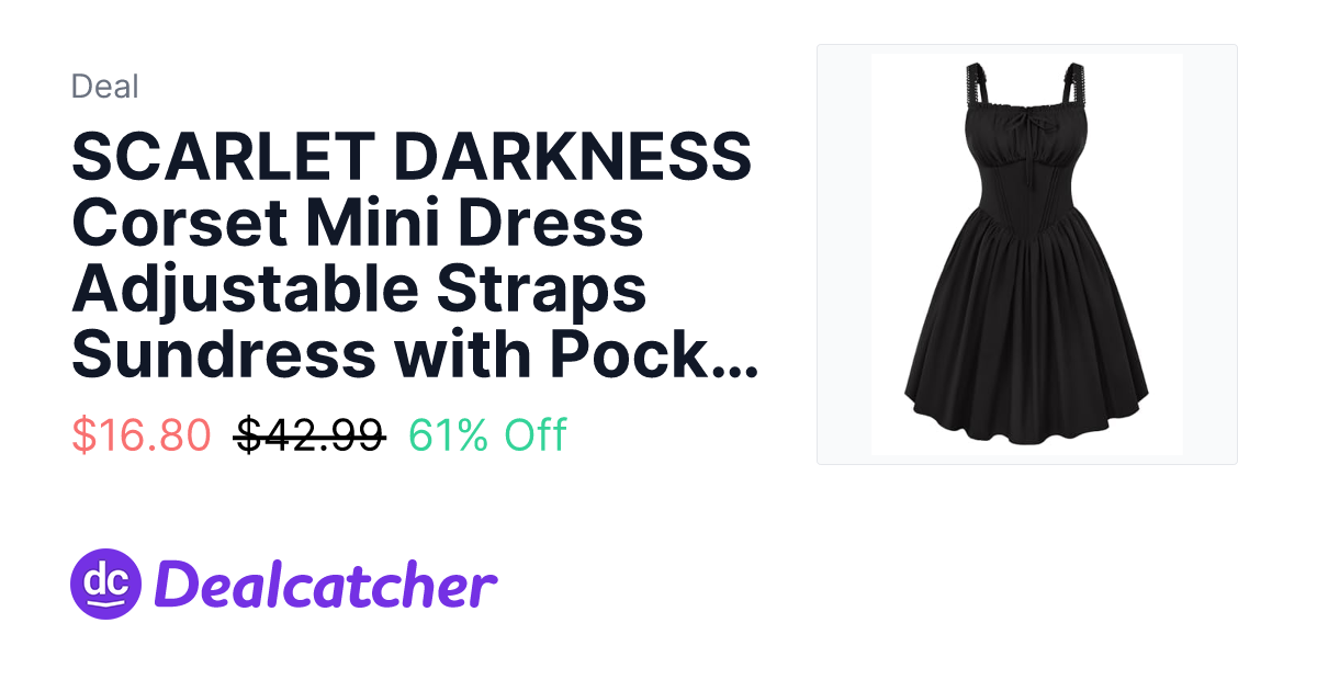 Amazon - SCARLET DARKNESS Corset Mini Dress Adjustable Straps Sundress with Pockets $16.80
