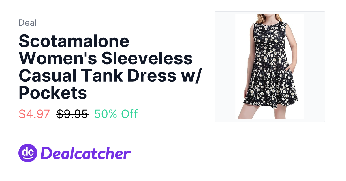 Amazon - Scotamalone Women's Sleeveless Casual Tank Dress w/ Pockets $4.97