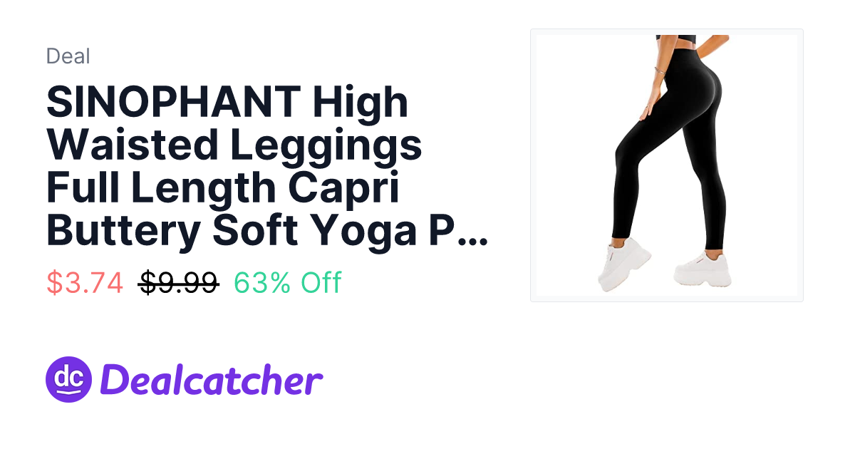 Amazon - SINOPHANT High Waisted Leggings Full Length Capri Buttery Soft Yoga Pants (Full Black, S-M) $3.74
