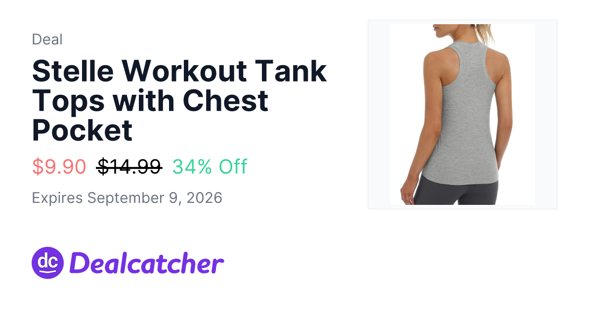 Amazon - Stelle Workout Tank Tops with Chest Pocket $9.90