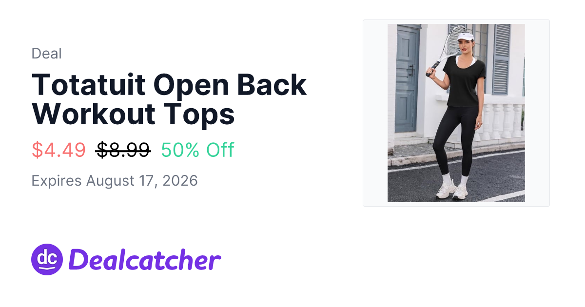 Amazon - Totatuit Open Back Workout Tops $4.49