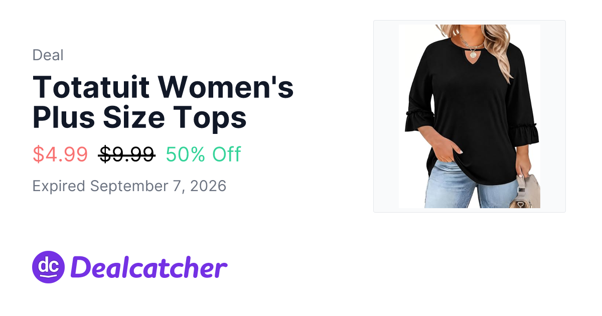 Amazon - Totatuit Women's Plus Size Tops $4.99