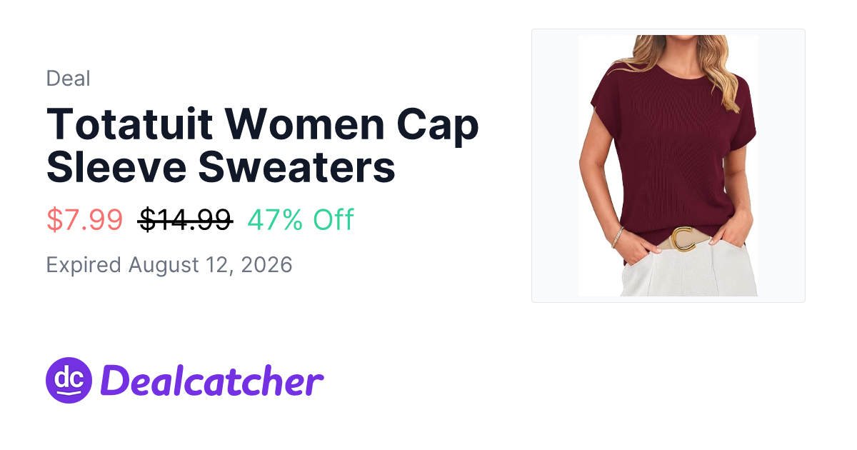 Amazon - Totatuit Women Cap Sleeve Sweaters $7.99
