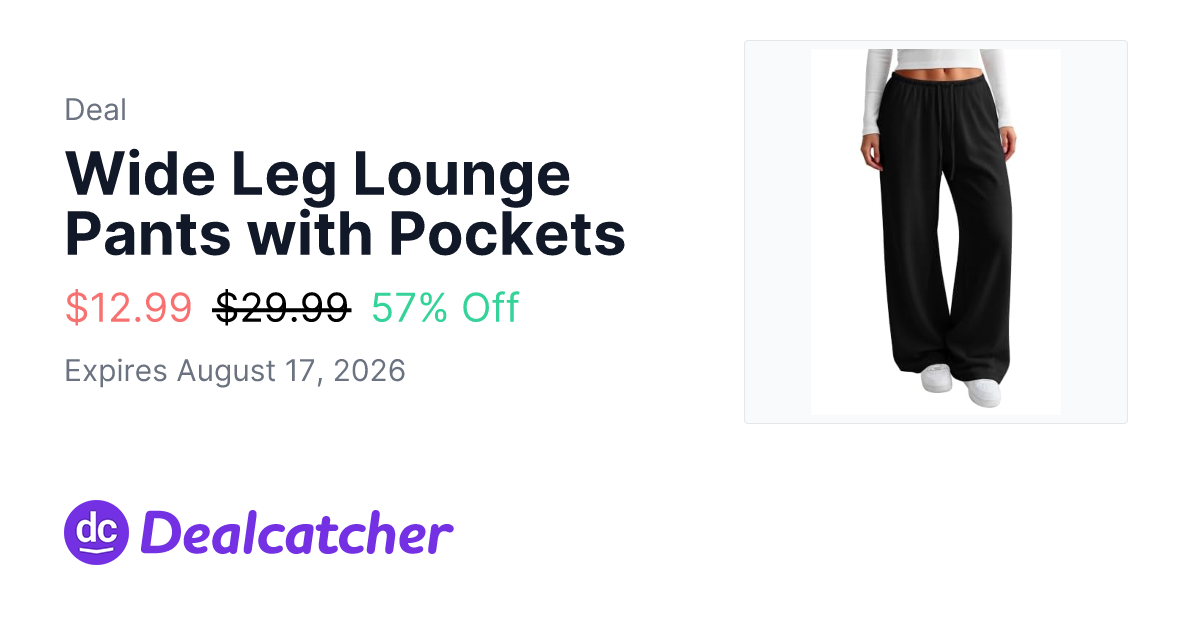 Amazon - Wide Leg Lounge Pants with Pockets $12.99