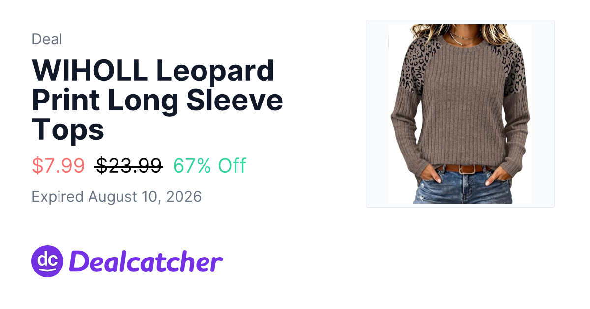 Amazon - WIHOLL Leopard Print Long Sleeve Tops $7.99