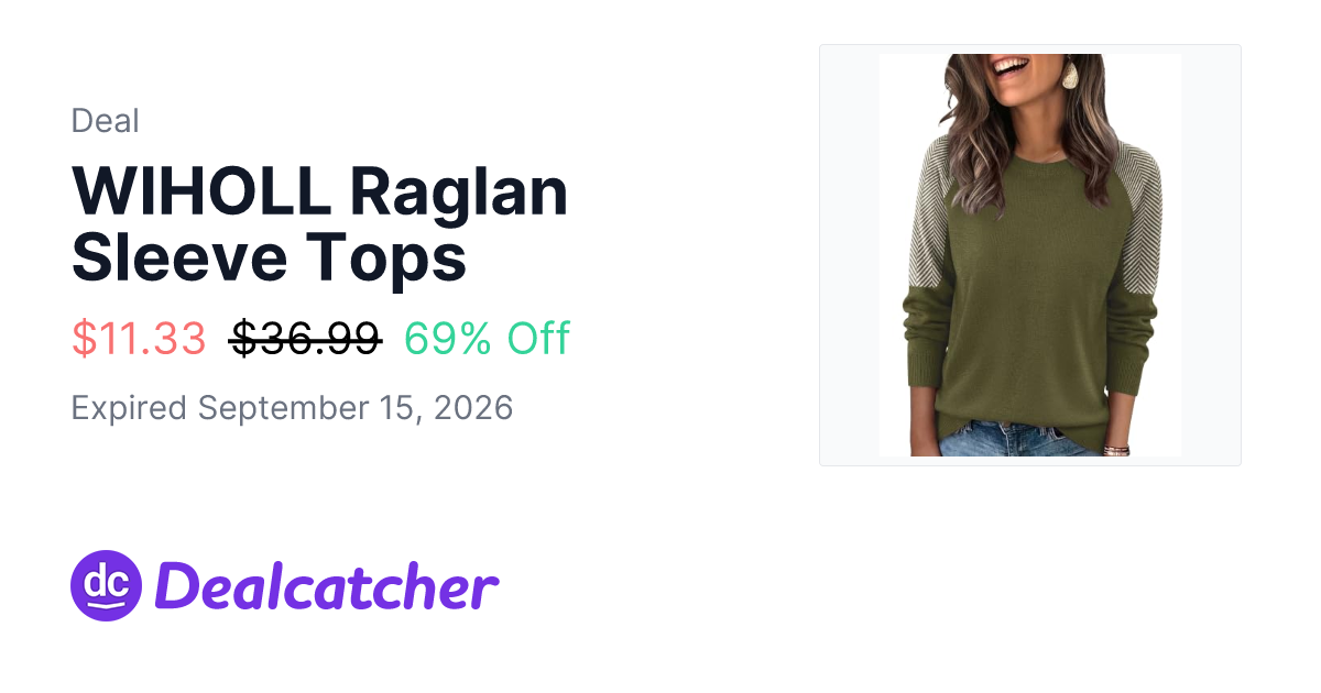 Amazon - WIHOLL Raglan Sleeve Tops $11.33