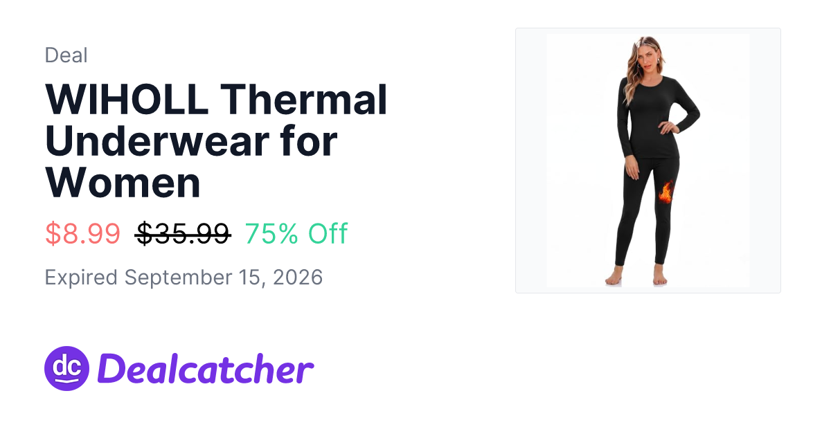 Amazon - WIHOLL Thermal Underwear for Women $8.99