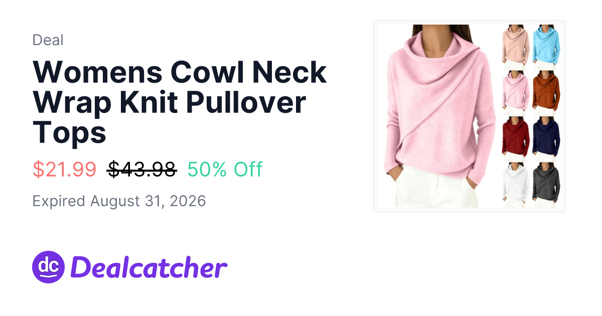 Amazon - Womens Cowl Neck Wrap Knit Pullover Tops $21.99