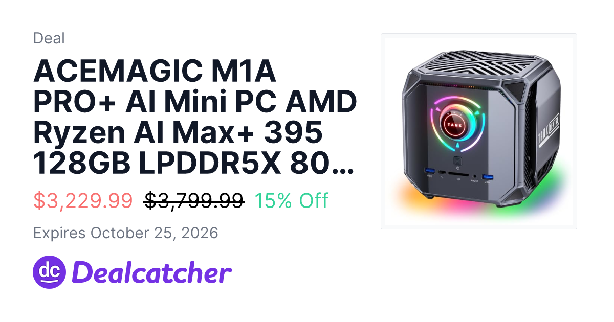 ACEMAGIC M1A PRO+ AI Mini PC AMD Ryzen AI Max+ 395 128GB LPDDR5X ...