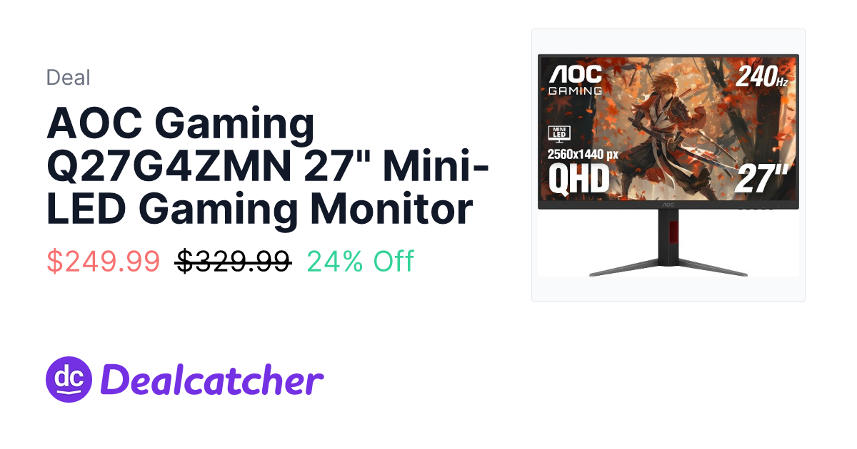 Amazon - AOC Gaming Q27G4ZMN 27" Mini-LED Gaming Monitor $249.99