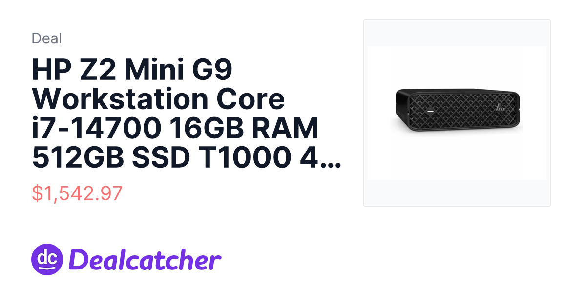Amazon - HP Z2 Mini G9 Workstation Core i7-14700 16GB RAM 512GB SSD T1000 4GB Graphics $1,542.97