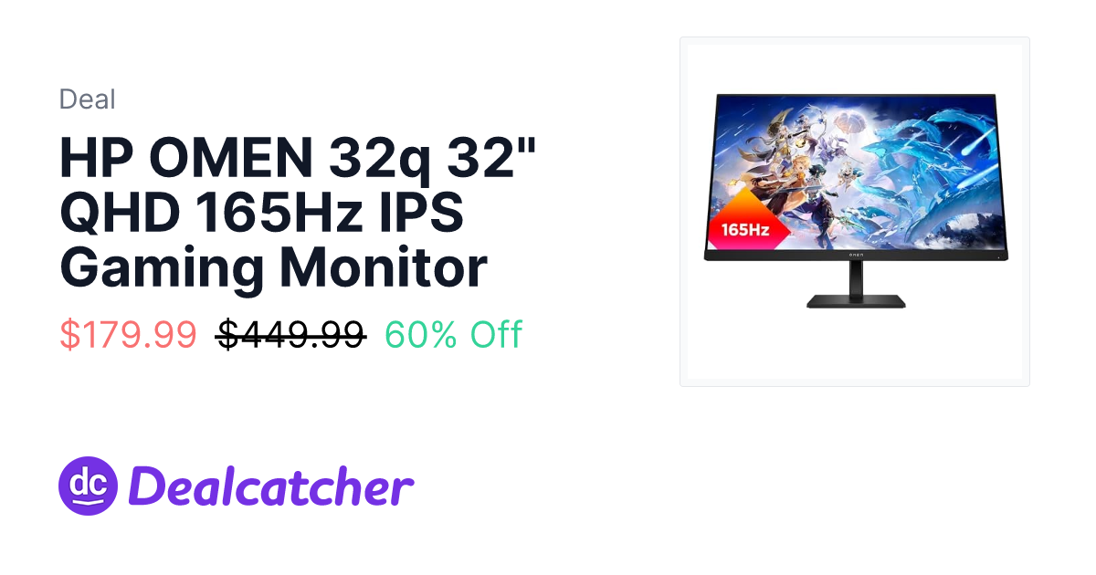 Amazon - HP OMEN 32q 32" QHD 165Hz IPS Gaming Monitor $179.99