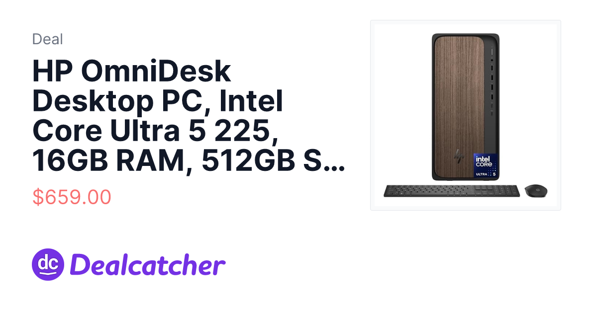 HP OmniDesk Desktop PC, Intel Core Ultra 5 225, 16GB RAM, 512GB SSD ...