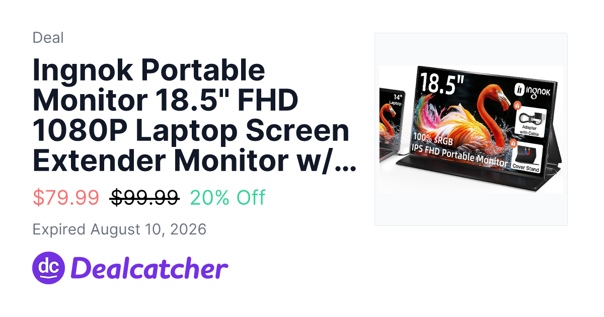 eBay - Ingnok Portable Monitor 18.5" FHD 1080P Laptop Screen Extender Monitor w/Cover $79.99