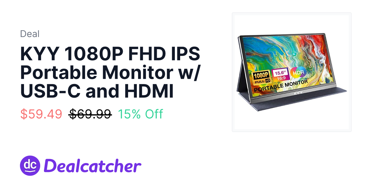 Amazon - KYY 1080P FHD IPS Portable Monitor w/ USB-C and HDMI $59.49