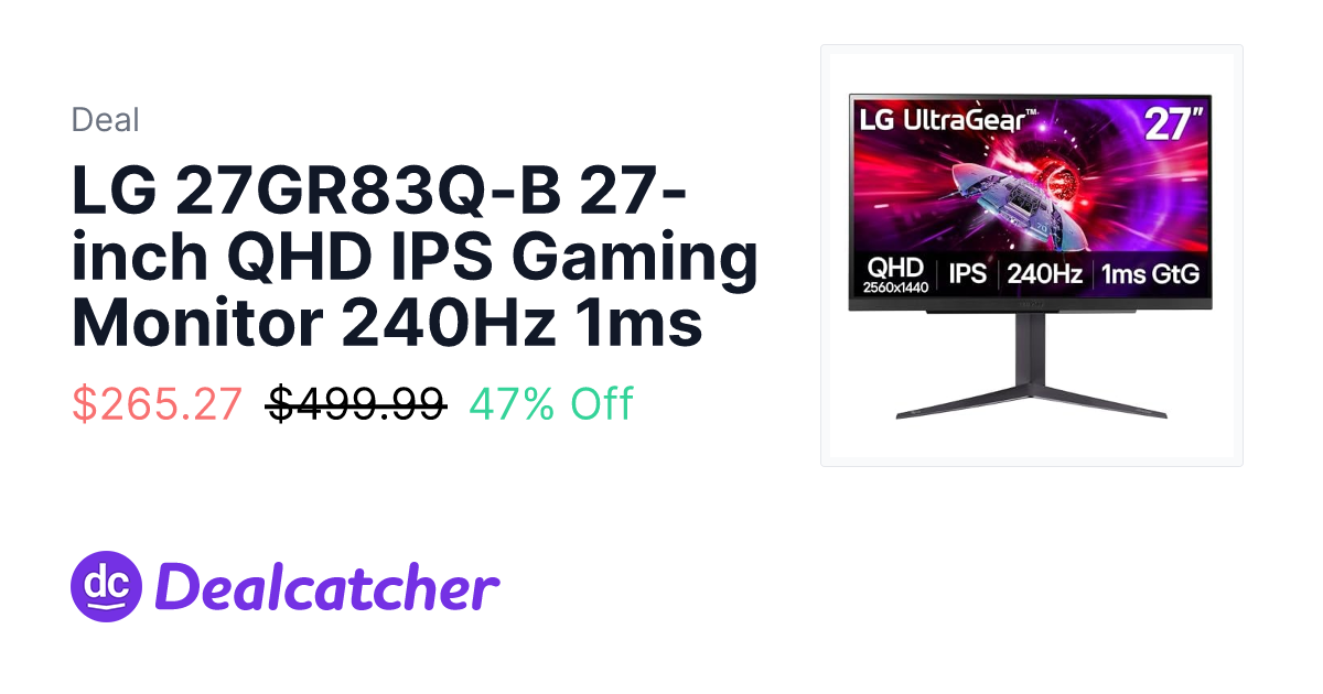 Amazon - LG 27GR83Q-B 27-inch QHD IPS Gaming Monitor 240Hz 1ms $265.27